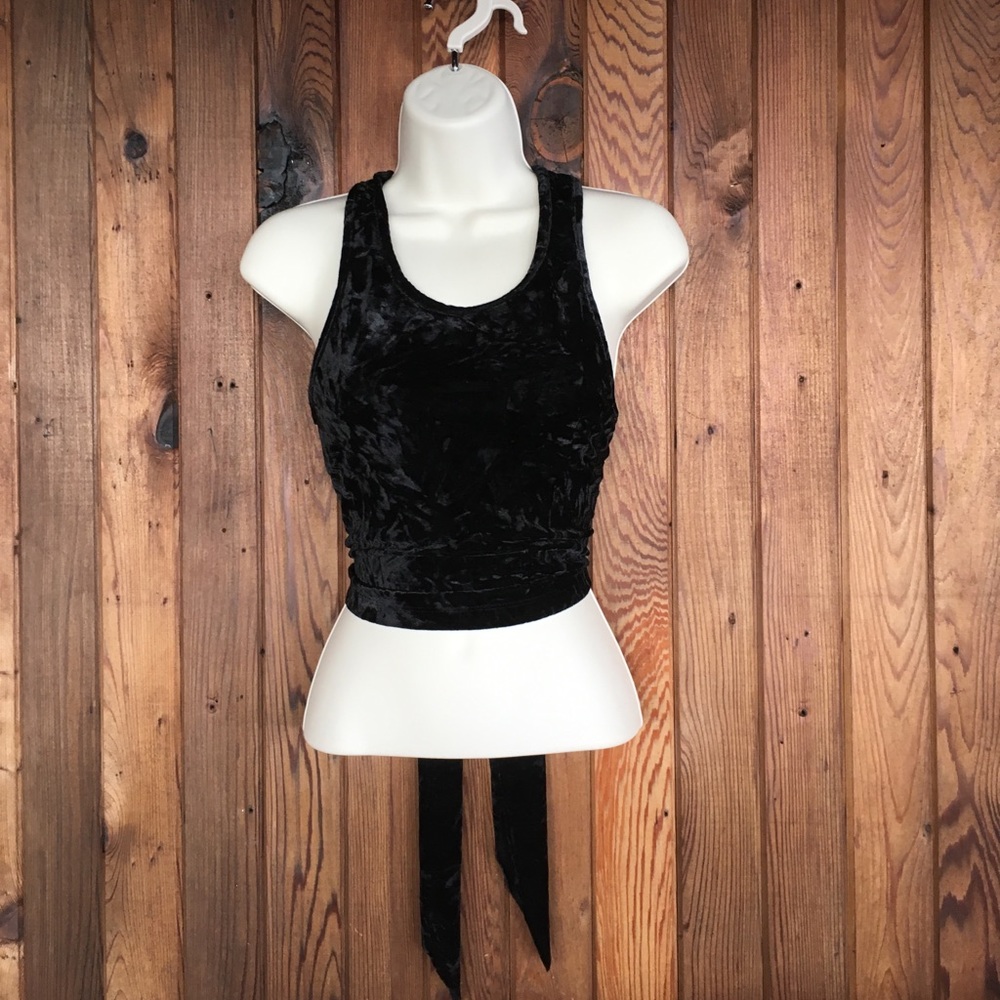 🆕 Mahina - Open Velvet Cross Crop Top - Small